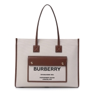 Большая сумка-тоут Burberry Freya из кожи и парусины с принтом Horseferry